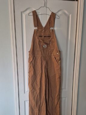 Women's Brown Canvas Bib Overalls Jumpsuit
